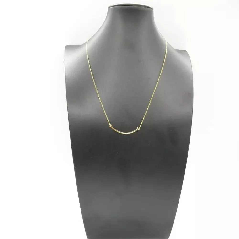 TIFFANY＆CO T Smile Small Necklace pendant K18 Yellow Gold Used